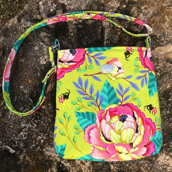 New, handmade, Tula Pink moon garden crossbody purse - Picture 1 of 7